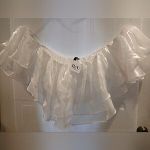 Papermoon White Ruffled Off-Shoulder Blouse